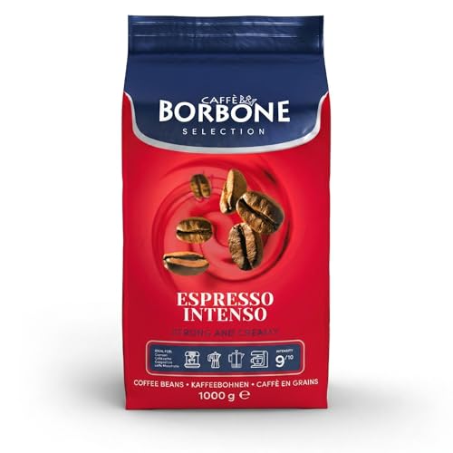 Caffè Borbone Café en Grano - Espresso Intenso - Auténtico Espresso Napolitano - Intensidad 9/10 - Mezcla Rica y Vibrante con Notas de Chocolate Negro - Formato 1kg