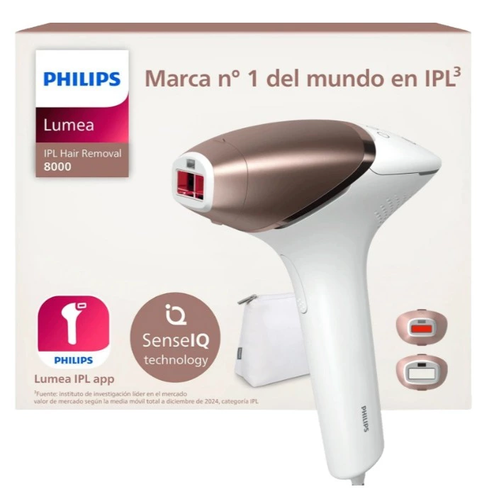 Depiladora IPL - Philips Lumea S8000 BRI945/00, Luz Pulsada en Casa