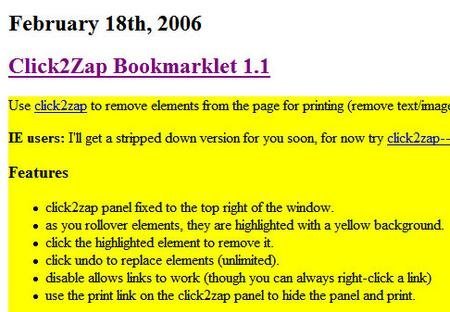 Click2Zap te permite imprimir sólo unas secciones de las webs