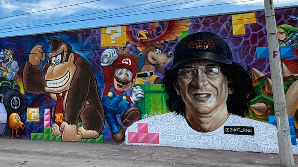 Inmortalizan a Gus Rodríguez en un mural gamer en México: comparte espacio con Mario, Crash, Pac-Man y más leyendas de los videojuegos