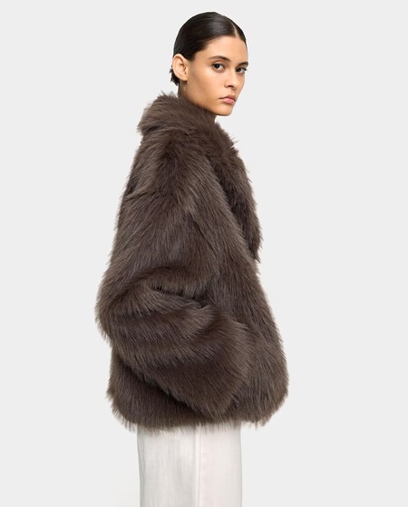 Abrigo Pelo Elegante Sintetico Parfois Barato Bonito Marron