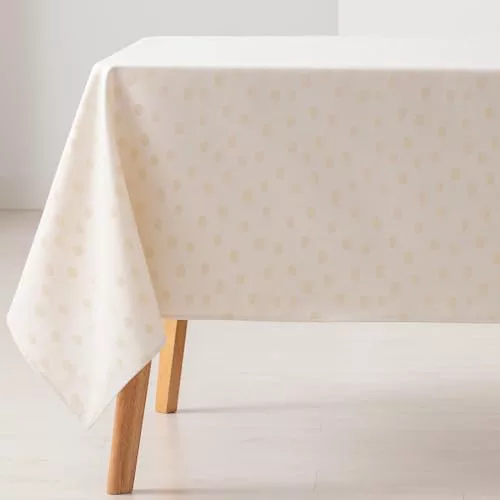 GAMUSI Mantel Antimanchas Mesa Rectangular Puntos pequeños Liso Jacquard Impermeable 140x100 cm, Tacto Tela, Color Oro