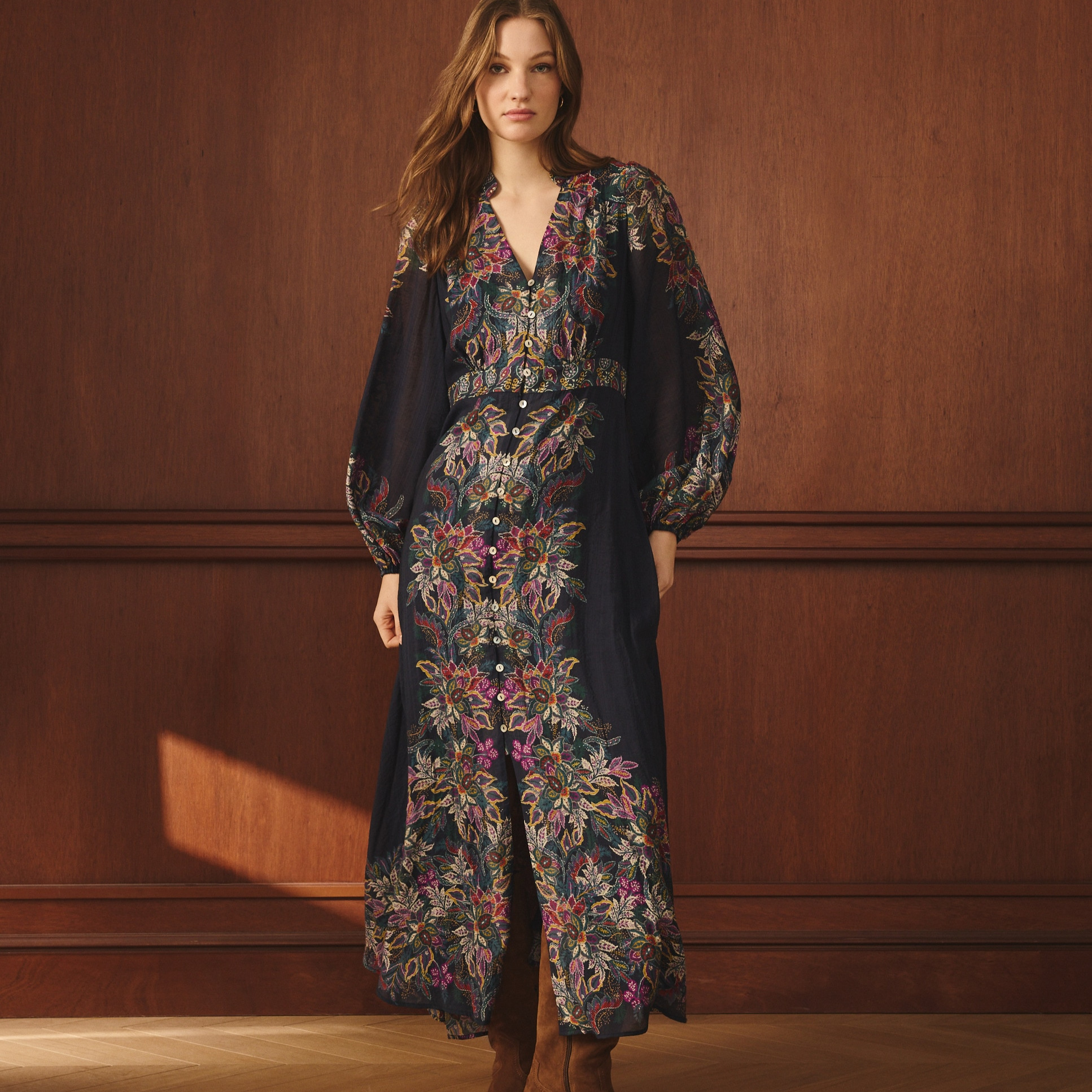 Vestido de manga larga y estampado Azul Lloyd's