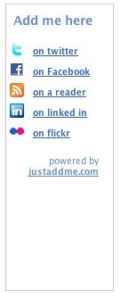 Justaddme, widget con enlaces a nuestros perfiles en las redes sociales donde participemos