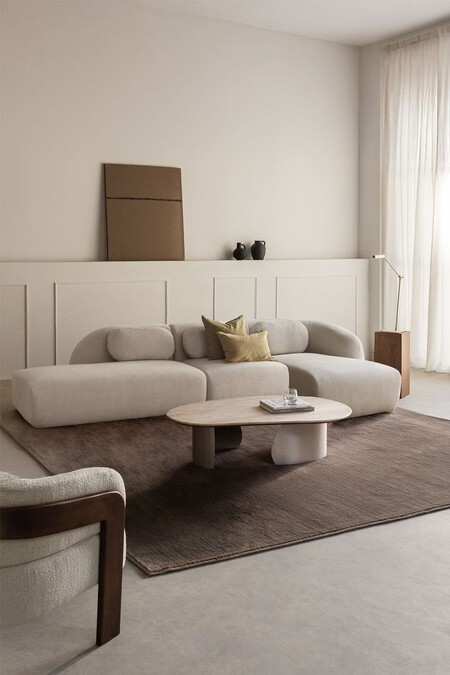 Sofa Modular Chaise Longue Derecho De 3 Piezas Con Divan Izquierdo En Chenilla Coquette