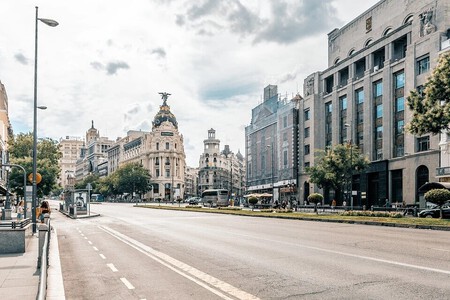 Calle Alcalá de Madrid, vacía