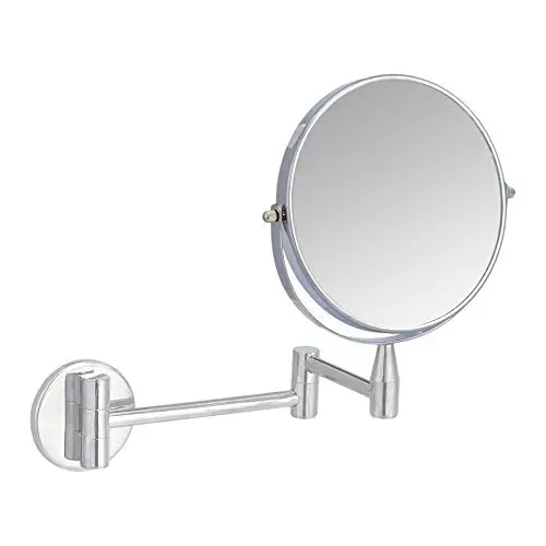 Amazon Basics Montaje en Pared Vanity Redondo Mirror, Cromo, 38.6 x 3 x 28 cm