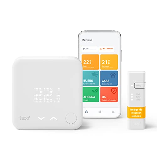 tado° Termostato Inteligente Cableado – Kit de Inicio V3+, Control inteligente de calefacción, fácil instalación, diseñado en Alemania, compatible con Amazon Alexa, Siri y Asistente de Google