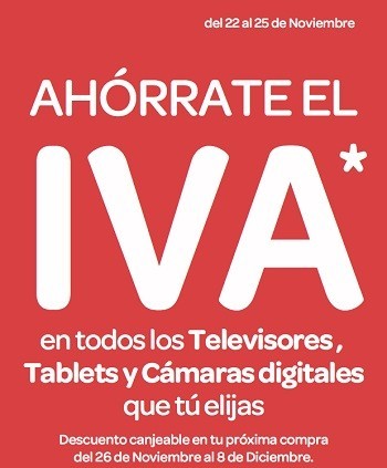 Carrefour descuenta el IVA en televisores, tablets y cámaras digitales hasta el 25 de noviembre