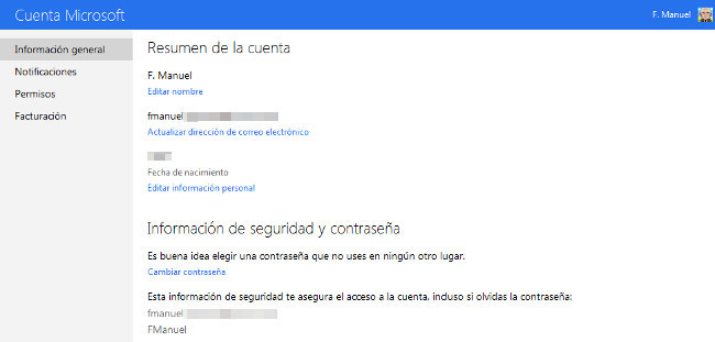 Nueva cuenta Microsoft estilo Metro UI