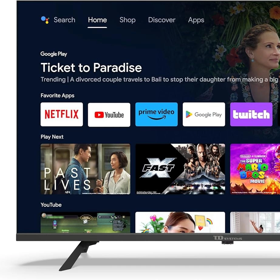 Smart TV 40 pulgadas Full HD Hey Google Official Assistant con control por voz. Televisor Android 11 - TD Systems K40DLK20GLE