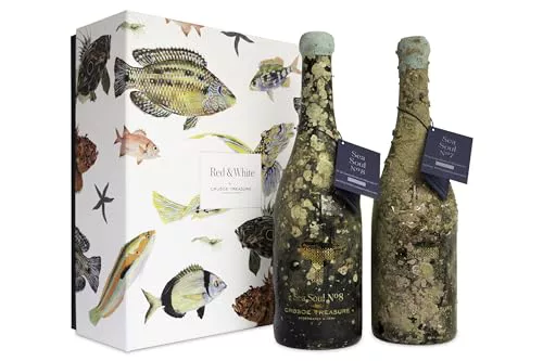 Crusoe Treasure Pack Red & White - Vino submarino - Vino tinto y vino blanco - Estuche regalo 2 botellas de 750ml cada una - Cata online gratuita incluida *