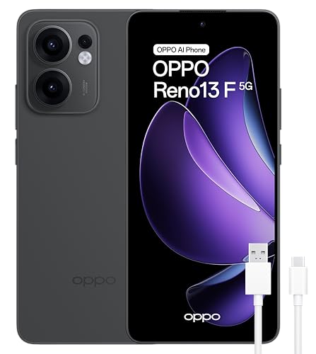 OPPO Reno13 F 5G - Smartphone Libre con IA, 8GB RAM + 256, Pantalla AMOLED 6.67" 120Hz, Cámara 50MP, IP69, Batería 5.800, Carga Rápida 45W, Versión Española - Gris