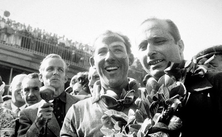 Stirling Moss Juan Manuel Fangio Aintree 1955