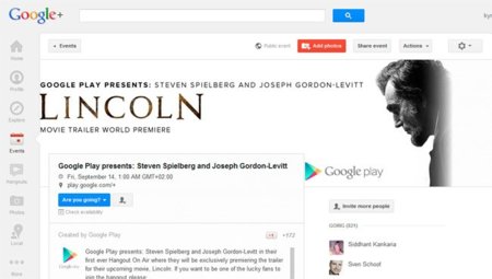 El esperado tráiler de 'Lincoln' se estrenará en un Hangout de Google+ que se retransmitirá en Times Square
