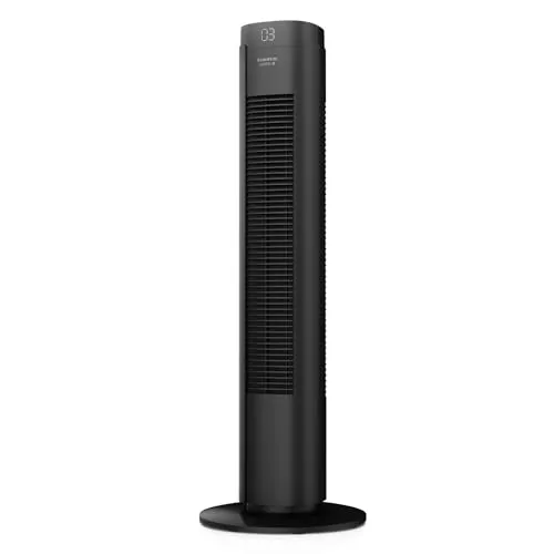 Taurus - Ventilador de torre Babel RCH 50W, Altura 86cm, 4 velocidades, 3 modos Normal/Brisa/Noche, Timer 9h, Auto Off, Oscilante, Mando a distancia, Slector táctil, Gris