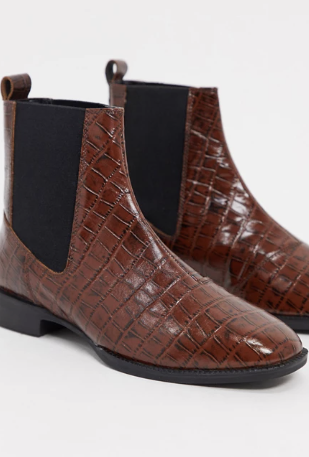 Botines Chelsea de cuero en marrón cocodrilo Alyssa de ASOS DESIGN