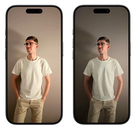 À esquerda, uma foto tirada no Modo Noturno. À direita, um retrato tirado sem o Modo Noturno.