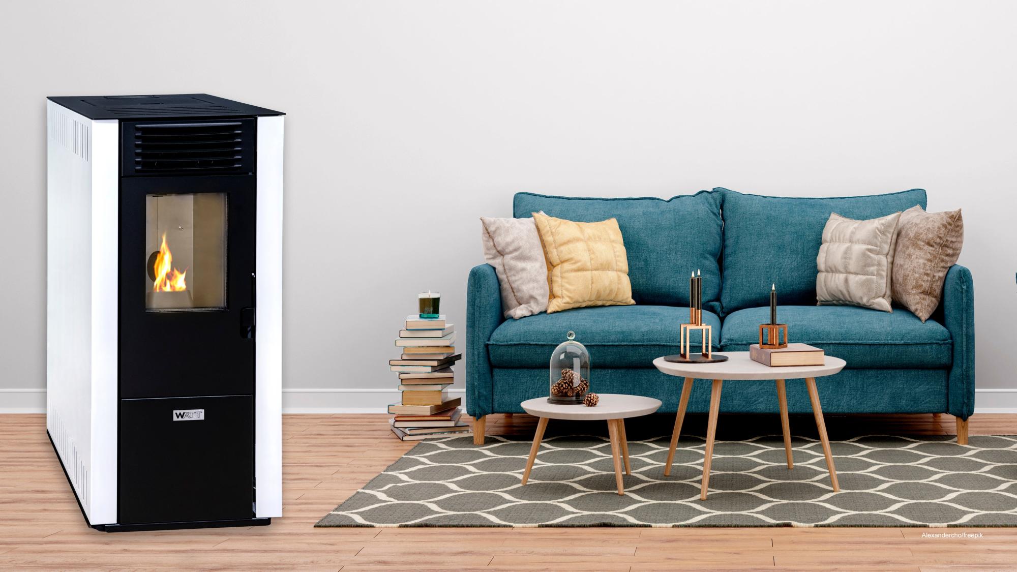 Estufa de pellet magna de 12kw blanco