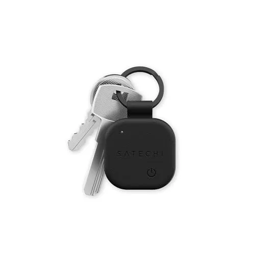 SATECHI FindAll Buscador de Llaves con Apple Find My, Carga Inalámbrica, Alerta de Olvido con Sonido Potente, Llavero GPS Localizador de Llaves para Series iPhone 17 16 15, iPad, Mac y más – Negro