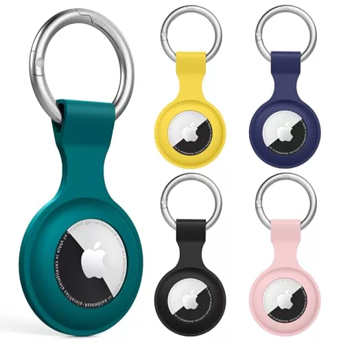 Meliya Funda para AirTag Llavero,5 Piezas Llaveros AirTag Funda Protectora de Silicona Anti-Perdida Anti-Rasguños (No Incluye AirTags)(5 Piezas A)