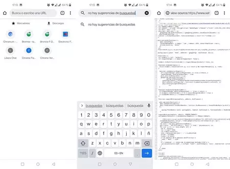Bromite では、PC 版 Google Chrome と同様に、Web ページのソース コードを表示できます。