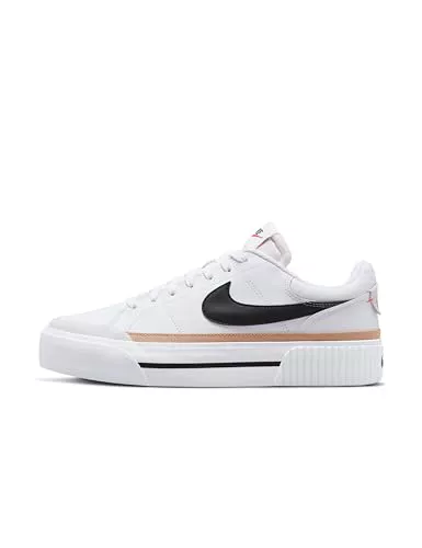 NIKE Court Legacy Lift, Sneaker Mujer, White Black Hemp Team Orange, 41 EU