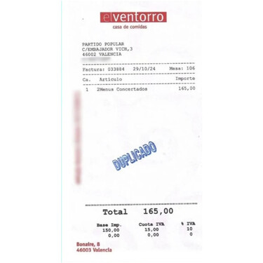 El Ventorro entrega al juez la factura de la comida de Mazón el día de la Dana, pero no pone nada