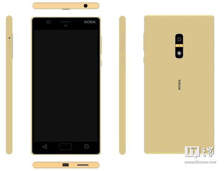 El Nokia D1C con Android se deja ver en color dorado y luciendo un lector de huellas dactilares
