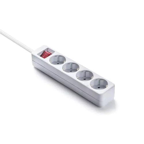 Famatel 9/704 Regleta ecosockets 4 Enchufes con Interruptor de Encendido | 1,5 Metros | hasta 250W | Protección Infantil | Orientación Tomas a 45o | Evita consumos Fantasma | Blanco