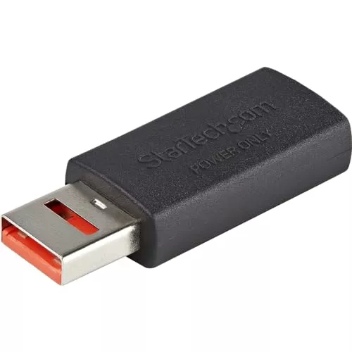 StarTech.com Adaptador Bloqueador USB de Datos, Adaptador USB Macho a Hembra de Carga Solamente, Sin Datos, Solo de Carga para Tablet o Teléfono Móvil, Adaptador Protector USB (USBSCHAAMF)