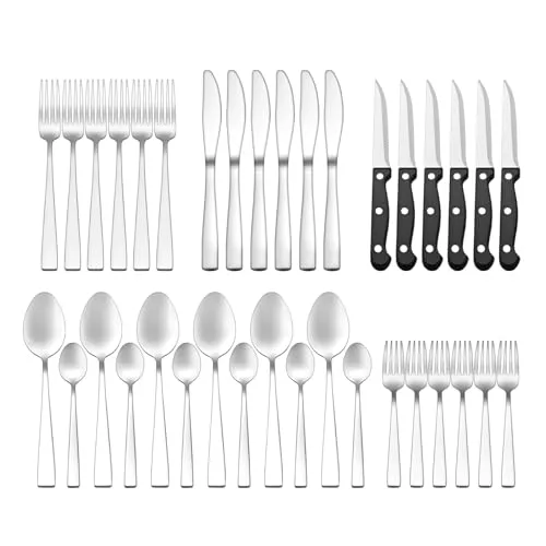OTTO KONING Cubiertos Acero Inoxidable Plateado 36 Piezas 6 Personas