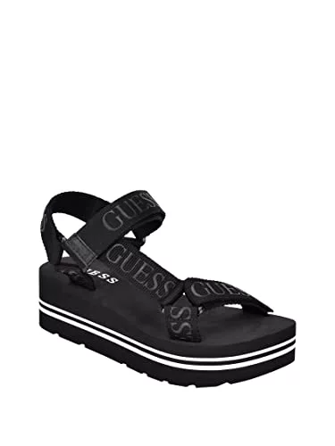 Guess Avin, Sandalias con cuña Mujer, Black, 38.5 EU