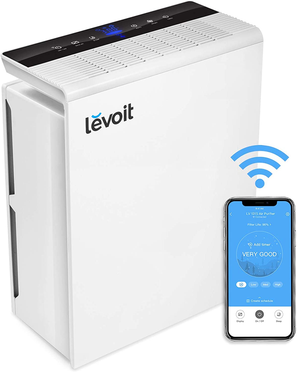 Levoit Purificador de Aire WiFi Inteligente con Filtro HEPA, Hasta 55 m², Temporizador, Monitor de Calidad del Aire, Modo Automático, Capturar Alergias, Tabaco, Olor, Caspas de Mascotas, LV-PUR131S