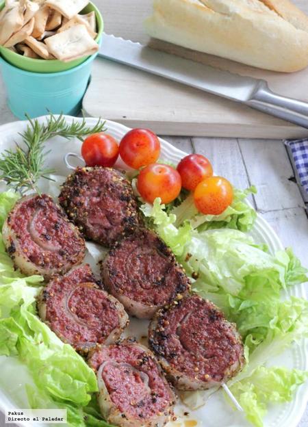 Brochetas espirales de carne picada con especias. Receta