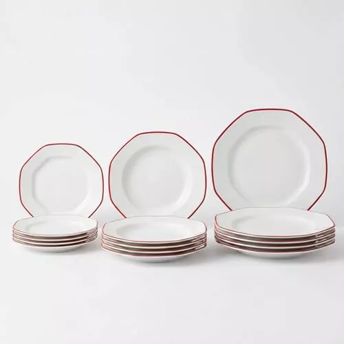 SANTA CLARA | Vajilla Completa 12 Piezas Porcelana Extra Blanca para 4 Personas, Apta Microondas y Lavavajillas