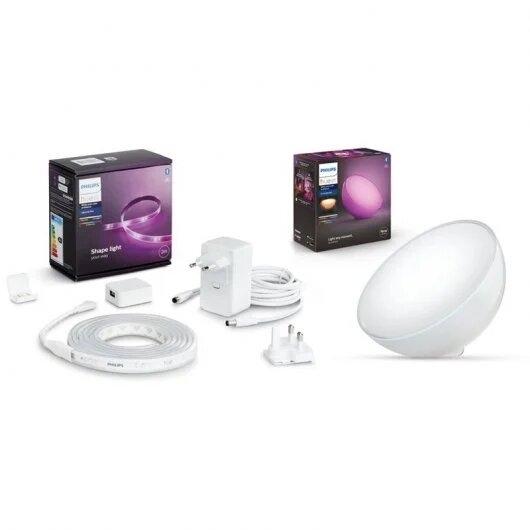 Philips Pack Hue Go V2 Lámpara de Mesa LED RGB + Tira LED RGB con Alimentador 2m