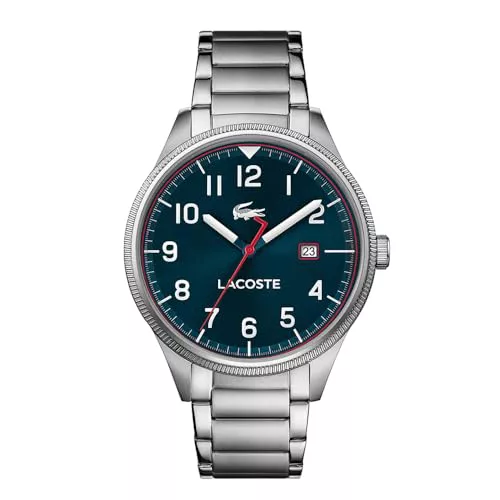 Lacoste Reloj Analógico de Cuarzo para Hombre Colección Continental con Correa de Acero Inoxidable Plateada - 2011022