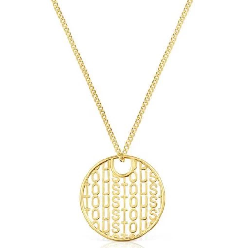 Collar Logo grande bañado en oro de 18 kt sobre plata en dorado

