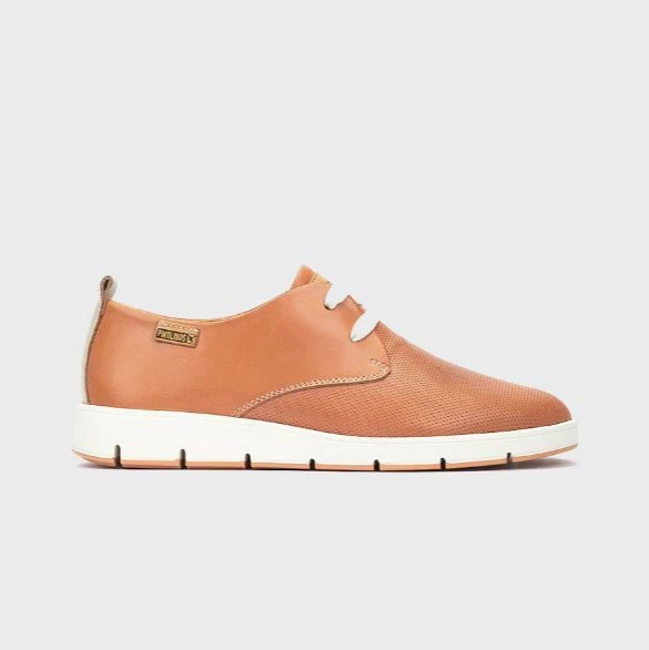 Zapatos planos de mujer de piel con suela extraligera Pikolinos Madrid - Naranja

