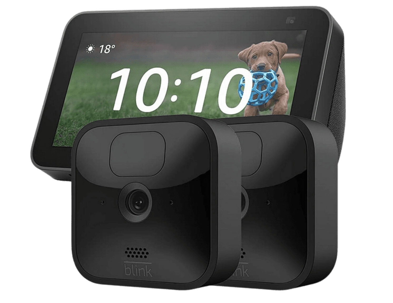 Pantalla inteligente con Alexa - Amazon Echo Show 5 (2ª gen, mod. 2021), HD 5.5”, 2MP, Negro + Blink Outdoor 2