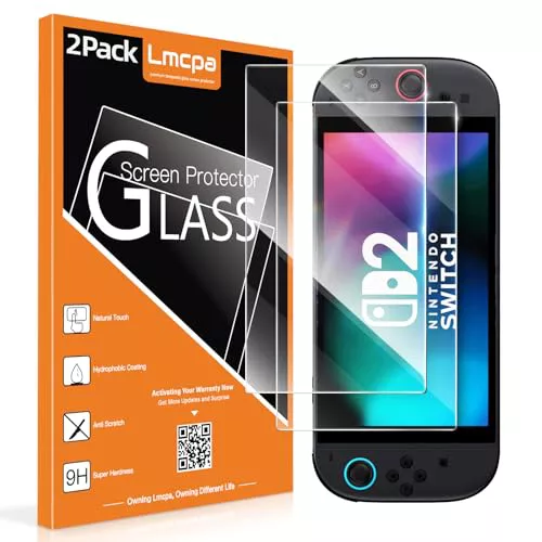 Lmcpa [2 Piezas] Protector Pantalla para 2025 Nintendo Switch 2, Vidrio Templado con Fácil Instalación/Anti-Rayado/Alta Definición/9H Dureza para 2025 Nintendo Switch 2