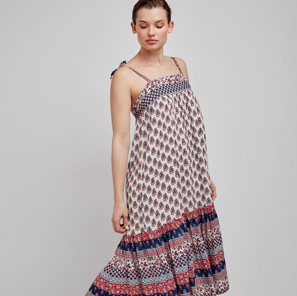 Vestido de playa estampado tirantes Multicolor Gisela