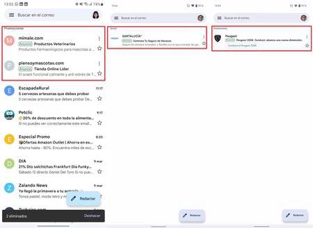 Gmail カテゴリのさまざまな広告ユニット