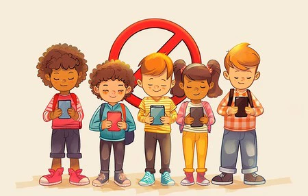 Niños usando el móvil