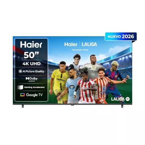 Haier K85 4K UHD 50" H50K85GUX, Smart TV con Google TV, Chromecast, Dolby Audio, HDR10, MEMC, AI Picture Quality, Bluetooth 5.1, Gaming Accelerator 120Hz, USB 2.0 x 2, DBX TV, HDMI 2.1 x 4 [2026]