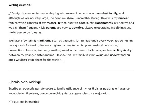 前の語彙を使った書き方の例