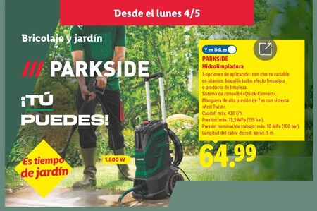 Hidrolimpiadora Lidl Folleto