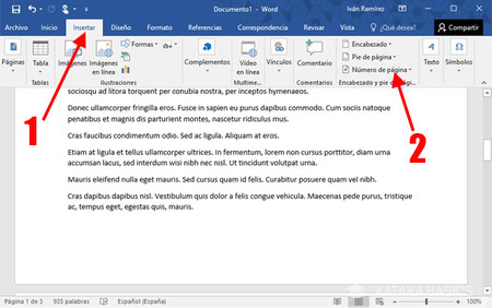 como colocar numeros pequeños en un escrito de word 