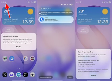Avisos de sobrecalentamiento